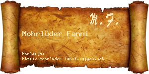 Mohrlüder Fanni névjegykártya